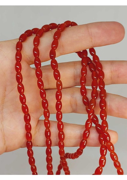 Akik Taşı Arpa Kesim 4x6.5mm Dizi (49464)