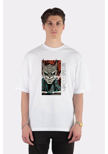 Beyaz Oversize T-Shirt Kaiju No 8 - Cool Design