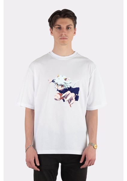 Beyaz Oversize T-Shirt Anime Neferpitou - Pitou T-Shirt & Accessories