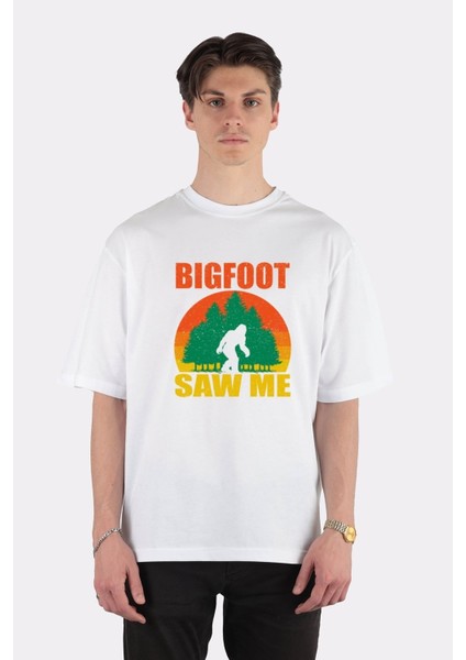 Beyaz Oversize T-Shirt Bigfoot Saw Me