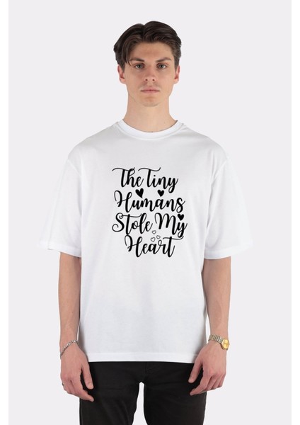 Beyaz Oversize T-Shirt The Tiny Humans Stole My Heart, Teacher