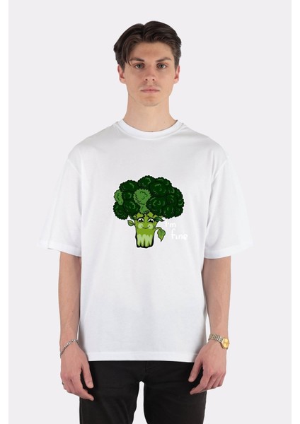 Beyaz Oversize T-Shirt Broccoli
