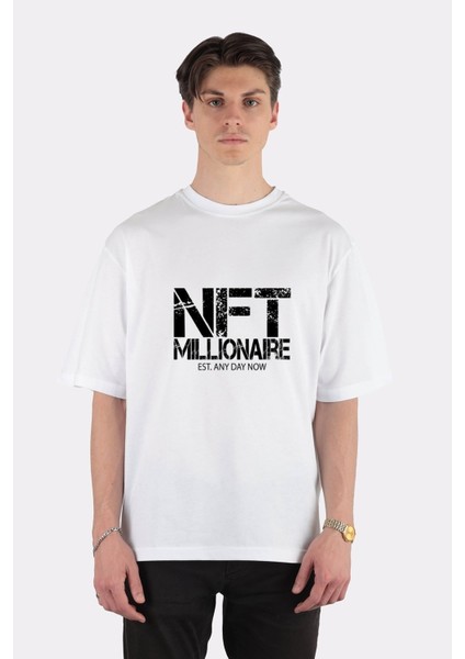 Beyaz Oversize T-Shirt Nft Millionaire East. Any Day Now , Crypto,