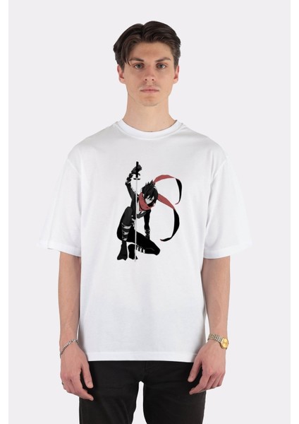 Beyaz Oversize T-Shirt One Punch Man - Speed O' Sound Sonic With Katana