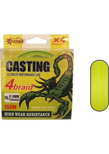 Casting Pe 4 Kat Spin Ip Misina 0,06 mm 150 mt Sarı