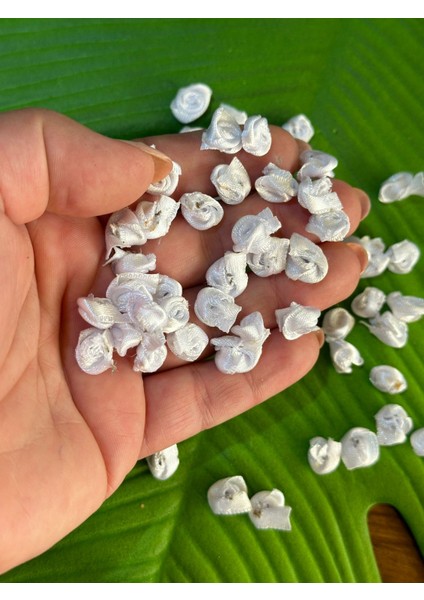 1 cm 50 Adet Beyaz Güllü Arma Dikiş Giyim Aksesuarı
