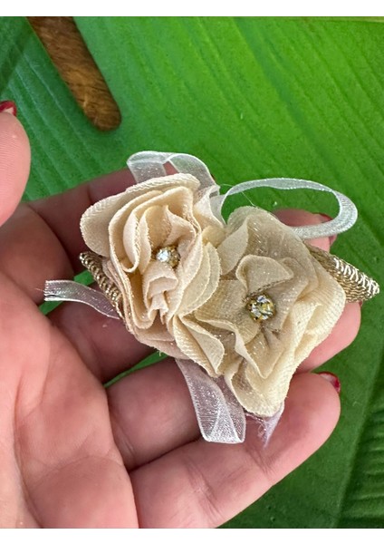 6x5 cm Çift Güllü Çiçek Broş Yaka Iğnesi Türban Iğnesi Giyim Aksesuarı