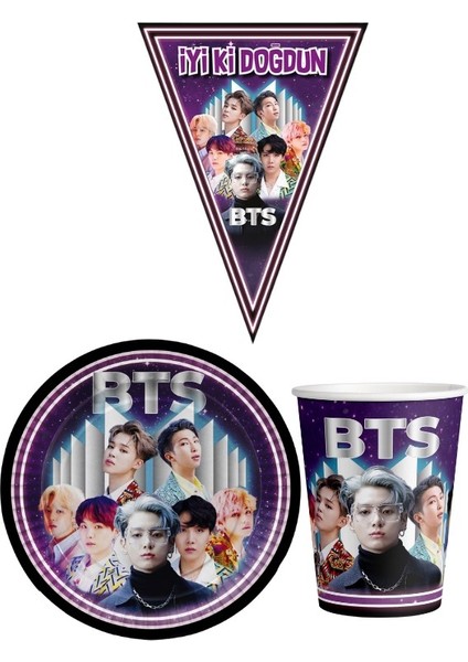 Bts 8 Kişilik Erkek Doğum Günü Mini Set Erkek Çocuk Parti Seti Süsleme