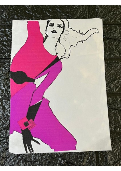 27X20 cm Pembe Kadın Görselli Arma Dikiş Giyim Aksesuarı