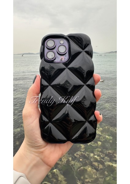 iPhone 15 Pro Max Uyumlu Siyah Baklava Puff