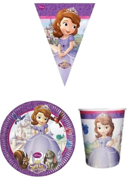 Prenses Sofia 8 Kişilik Kız Doğum Günü Mini Set Kız Çocuk Parti Seti Süsleme