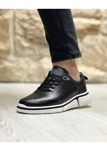 0127 Deri Siyah Sneaker Erkek Ayakkabı