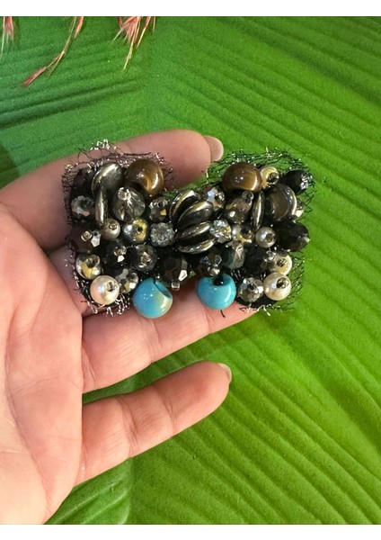 7x4 cm Taşlı Boncuklu Fiyonk Arm Dikiş Giyim Aksesuarı