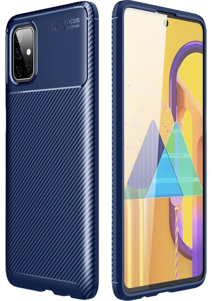 Samsung Galaxy M51 Kılıf Focus Karbon Silikon - Lacivert