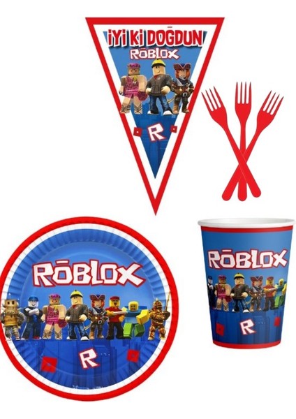 Roblox 8 Kişilik Erkek Doğum Günü 4 Parçalı Mini Set Erkek Çocuk Parti Seti Süsleme
