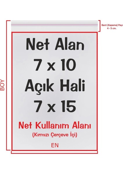 7X10+5 Cm. (7*15) 1.000 Adet - Şeffaf Bantlı Yapışkanlı Opp Jelatin Poşet