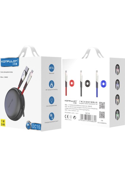 Dc16 Micro USB Kablo 1m 2.4A Kırmızı modelleri