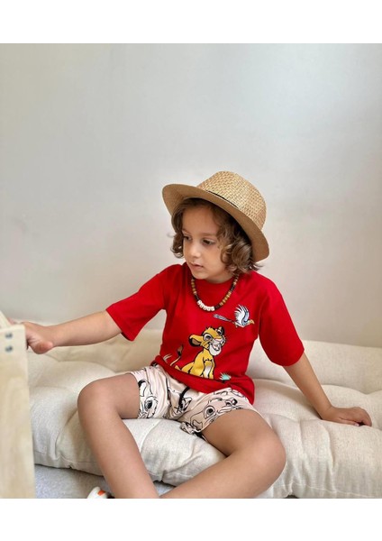 Yigit Butik Simba Baskılı Şortlu Erkek Çocuk Takım
