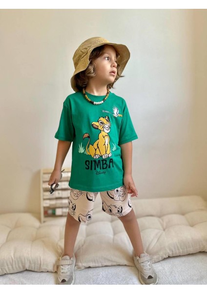 Yigit Butik Simba Baskılı Şortlu Erkek Çocuk Takım