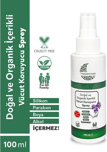 Organik ve Doğal İçerik Vücut Koruyucu Sprey, Güneş Kremi ve Çok Amaçlı Hero Anlık Yatıştırıcı 100 ml