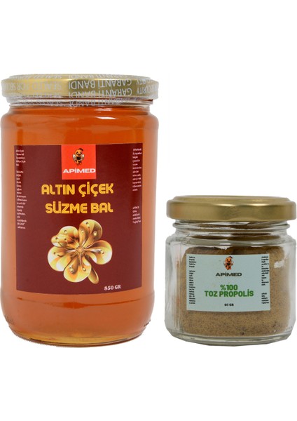 Altın Çiçek Hizan Süzme Balı (850GR) ve Toz Propolis (40GR)