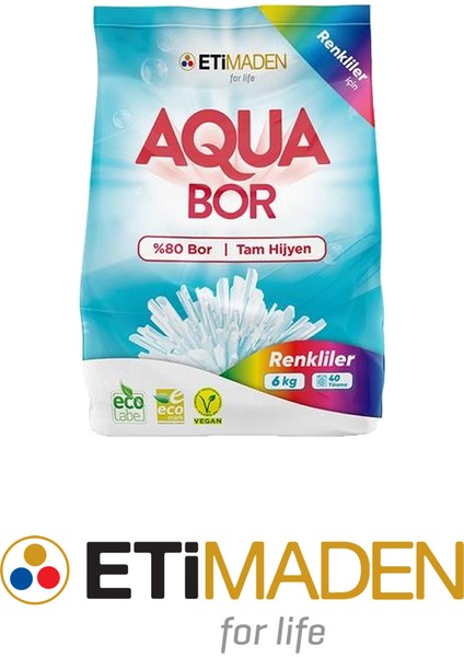 Aquabor Toz Çamaşır Deterjanı, % 80 Bor, Renkliler, 6 kg