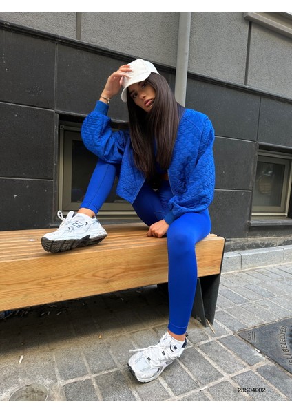 Yüksek Bel Dikişsiz Tayt-Saks