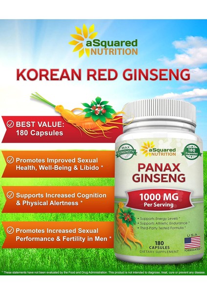 Asquared Nutrition Red Korean Panax Ginseng 1000 Mg 180 Kapsül