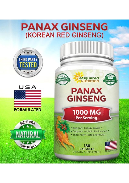 Asquared Nutrition Red Korean Panax Ginseng 1000 Mg 180 Kapsül