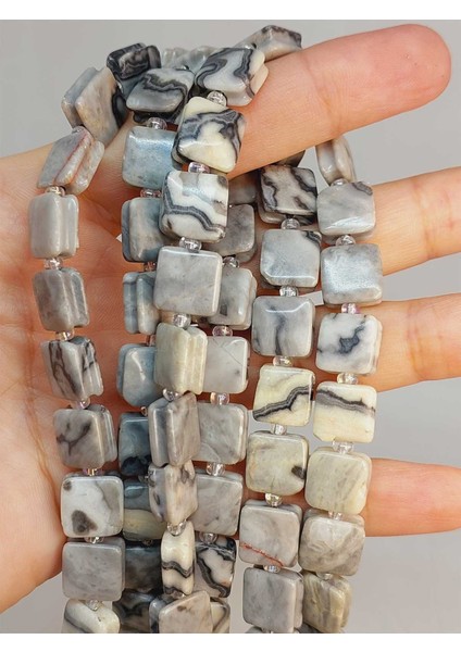 Jasper Taşı Yandan Oyuklu Kare Kesim 10X10MM Dizi (49562)