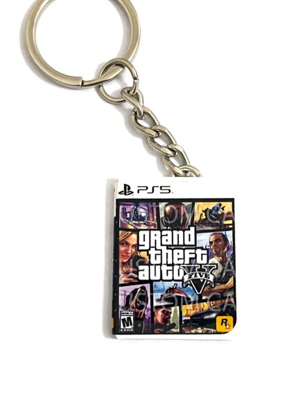 Gta 5 Grand Theft Auto V Minyatür Ps5 Oyun Kutusu Anahtarlık