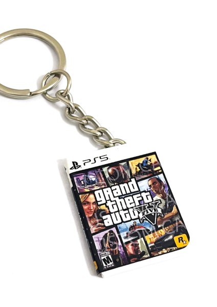 Gta 5 Grand Theft Auto V Minyatür Ps5 Oyun Kutusu Anahtarlık