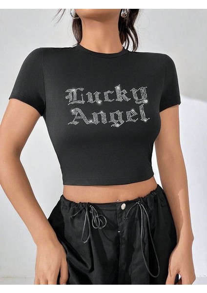 Hoodie Outdoor Siyah Pullu Lucky Angel Crop Bluz fiyatları