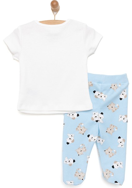 Köpekcik Baskılı Yenidoğan Tshirt-Patikli Alt Erkek Bebek