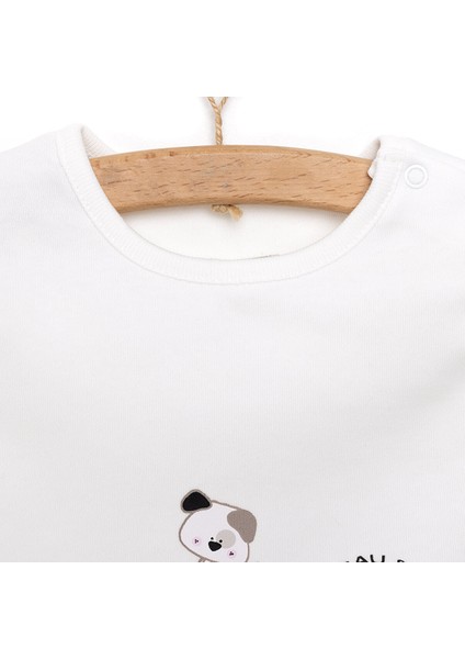 Köpekcik Baskılı Yenidoğan Tshirt-Patikli Alt Erkek Bebek