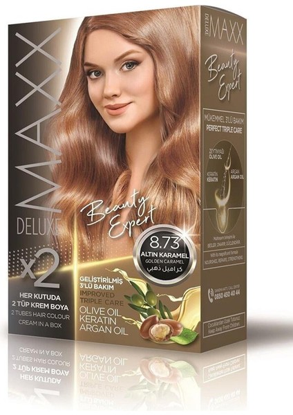 Maxx Deluxe Saç Boyası 8.73 Altın Karamel