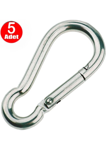 10 mm Yaylı Karabina Salıncak Hamak Askı Kanca Kilidi -5 Adet