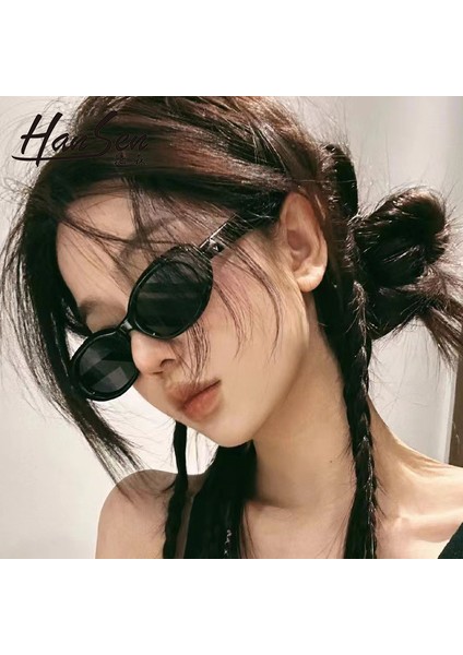 Oval Küçük Çerçeveli Güneş Gözlüğü Modaya Uygun Kadın Üst Düzey Retro Beş Köşeli Yıldız Güneş Gözlüğü Erkek Açık Yeşil Çerçeve Yeşil Film (Yurt Dışından)