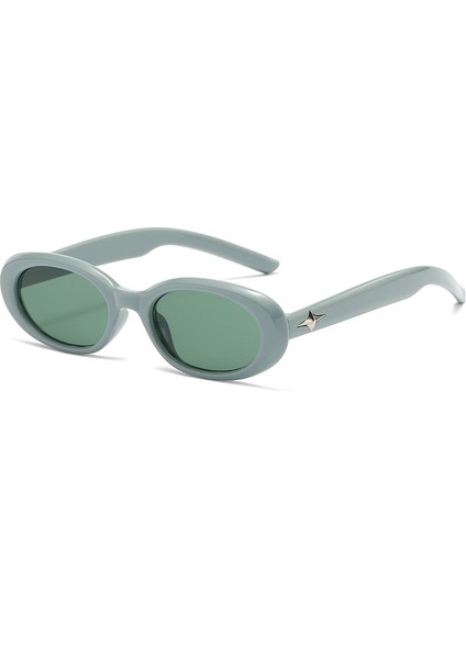 Oval Küçük Çerçeveli Güneş Gözlüğü Modaya Uygun Kadın Üst Düzey Retro Beş Köşeli Yıldız Güneş Gözlüğü Erkek Açık Yeşil Çerçeve Yeşil Film (Yurt Dışından) indirimleri