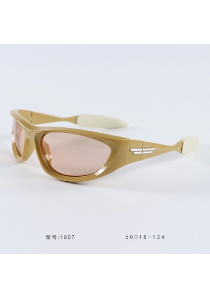 Retro Y2K Teknolojisi Serin Güneş Gözlüğü Cyberpunk Makine Tarzı Moda Güneş Gözlüğü 1807 Sarımsı Kahverengi Çerçeve Portakal Dilimleri (Yurt Dışından) fiyatları