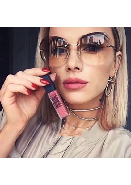 Moda Düzensiz Güneş Gözlüğü Kişiselleştirilmiş Çerçeve Cut-Edge Güneş Gözlüğü Kadın Trendy Güneş Gözlüğü C6-Altın Çerçeve Açık Pembe Film (Yurt Dışından)