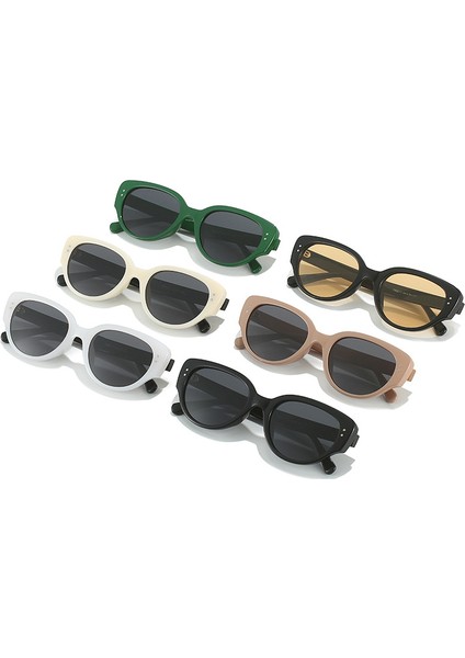 Beyaz Kedi Gözü Güneş Gözlüğü Tarzı Kadınların Modaya Uygun Üst Düzey Polarize Güneş Gözlüğü Haki Çerçeve Siyah ve Gri Lensler (Yurt Dışından) fırsatları