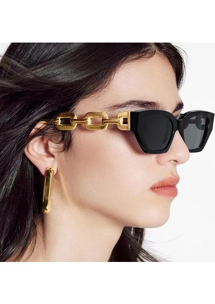 Kişiselleştirilmiş Kalın Zincir Bacak Retro Güneş Gözlüğü Erkekler ve Kadınlar Için Anti-Uv Güneş Gözlüğü Gözlük Kaplumbağa Kabuğu Çerçeve Çay Parçaları (Yurt Dışından)