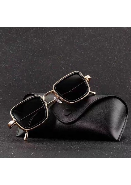 Güneş Gözlüğü Kare Çerçeve Gözlük Retro Kalın Kenar Metal Moda Erkek Güneş Gözlüğü Altın Çay (Yurt Dışından) fiyatları