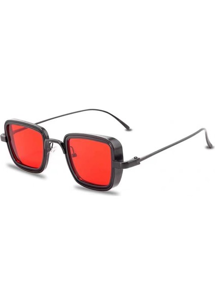 Güneş Gözlüğü Kare Çerçeve Gözlük Retro Kalın Kenarlı Metal Moda Erkek Güneş Gözlüğü Gümüş Açık Mavi (Yurt Dışından)