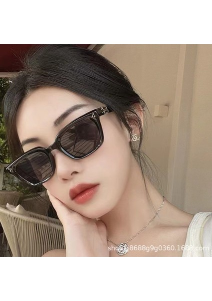 Pirinç Tırnaklı Güneş Gözlüğü, Anti-Uv Güneş Gözlüğü, Modaya Uygun Siyah Çerçeve Degrade Çay Gözlükleri (Yurt Dışından)