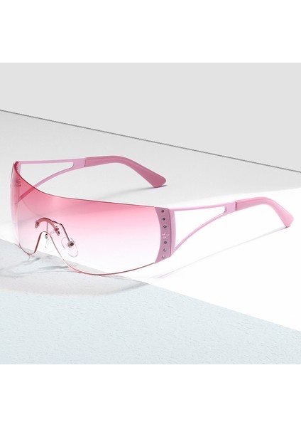 Trendy Y2K Tatlı ve Havalı Retro Çerçeve Nokta Elmas Gözlük Çerçevesi Kesilmiş Moda Güneş Gözlüğü Içi Boş Pembe Çerçeve Yavaş Yavaş Pembe Parçalar (Yurt Dışından)