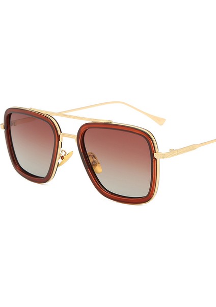 Erkekler ve Kadınlar Için Moda Çift Köprü Metal Güneş Gözlüğü Kişiselleştirilmiş Kare Çerçeve Güneş Gözlüğü Açık Anti-Uv Güneşlik 2/11 Çay Altın Çerçeve Degrade Çay (Yurt Dışından) indirimleri