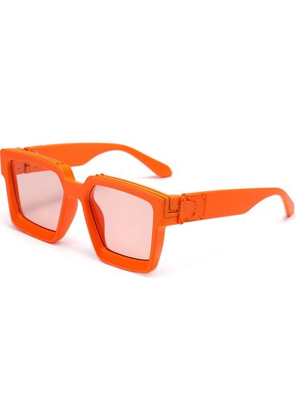 Bundy Güneş Gözlüğü Erkekler ve Kadınlar Için Büyük Kare Çerçeveli Güneş Gözlüğü Jöle Turuncu Çerçeve Portakal Dilimleri (Yurt Dışından) fiyatları