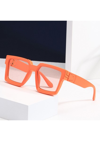 Bundy Güneş Gözlüğü Erkekler ve Kadınlar Için Büyük Kare Çerçeveli Güneş Gözlüğü Jöle Turuncu Çerçeve Portakal Dilimleri (Yurt Dışından) indirimleri